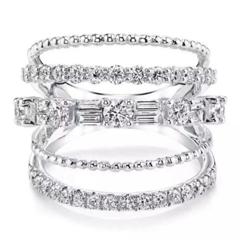 NEW 925 Sterling Silver Diamond Multi Band Ring, cute Ring, shiny Ring. - Picture 4 of 6